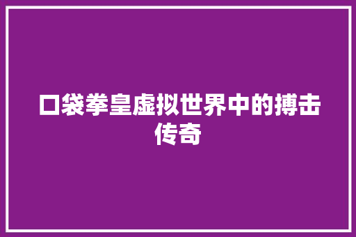 口袋拳皇虚拟世界中的搏击传奇