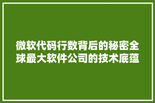 微软代码行数背后的秘密全球最大软件公司的技术底蕴