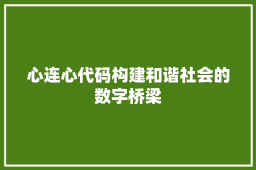 心连心代码构建和谐社会的数字桥梁