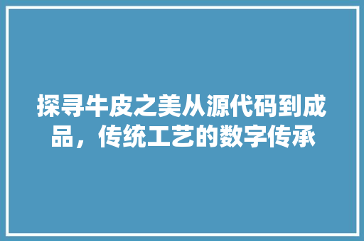 探寻牛皮之美从源代码到成品，传统工艺的数字传承
