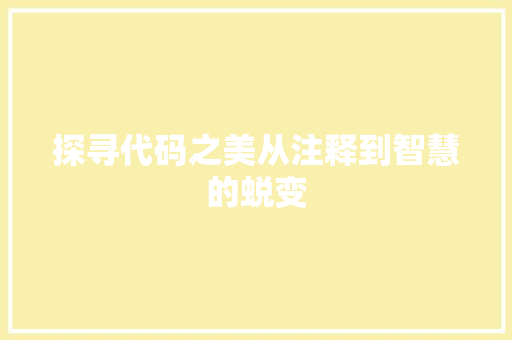 探寻代码之美从注释到智慧的蜕变