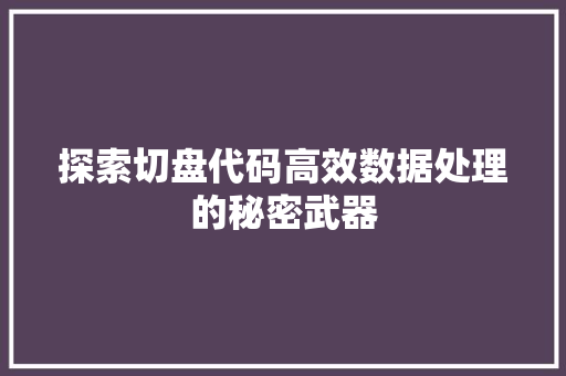 探索切盘代码高效数据处理的秘密武器