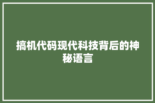 搞机代码现代科技背后的神秘语言