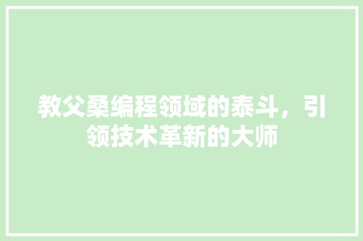教父桑编程领域的泰斗，引领技术革新的大师