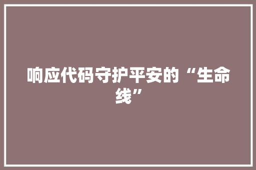 响应代码守护平安的“生命线”