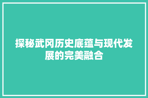 探秘武冈历史底蕴与现代发展的完美融合