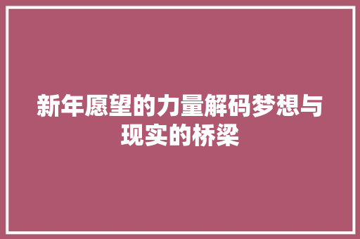 新年愿望的力量解码梦想与现实的桥梁