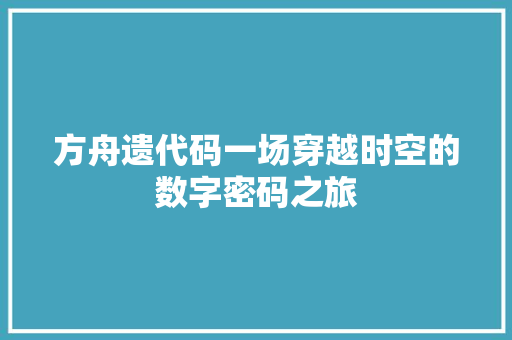 方舟遗代码一场穿越时空的数字密码之旅