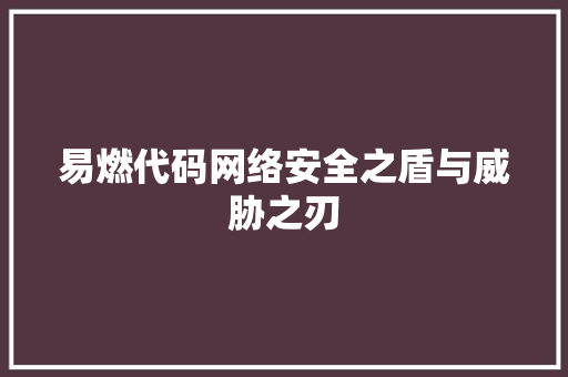 易燃代码网络安全之盾与威胁之刃