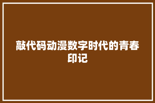 敲代码动漫数字时代的青春印记