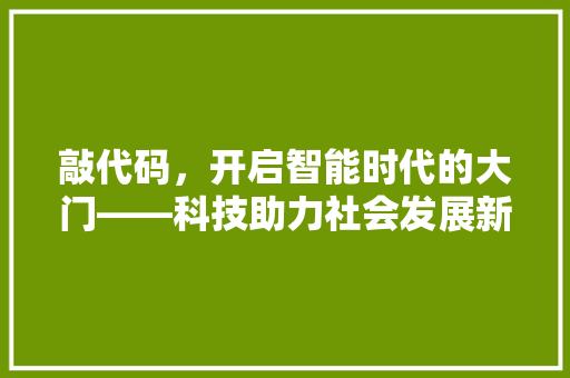 敲代码，开启智能时代的大门——科技助力社会发展新篇章