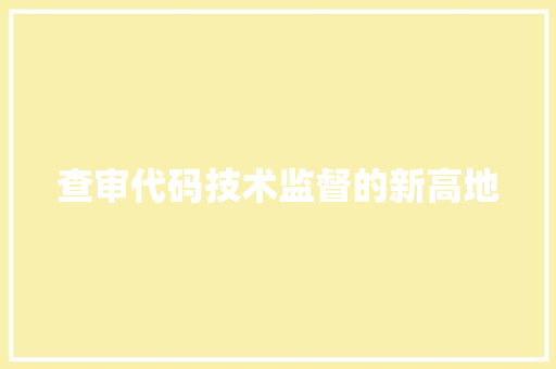查审代码技术监督的新高地