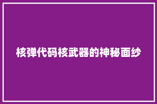 核弹代码核武器的神秘面纱