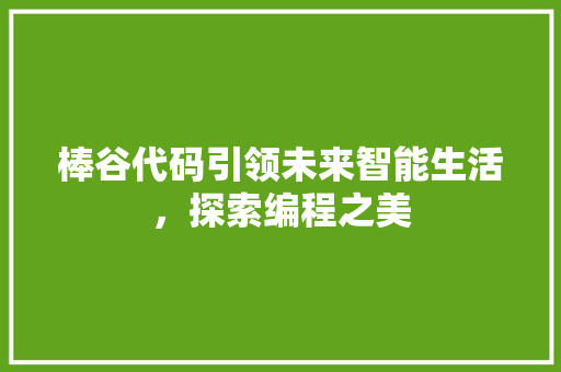 棒谷代码引领未来智能生活，探索编程之美