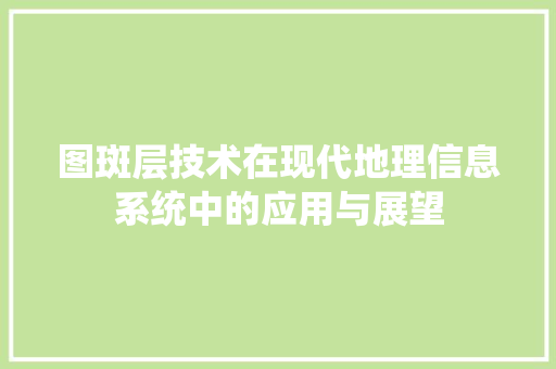 图斑层技术在现代地理信息系统中的应用与展望