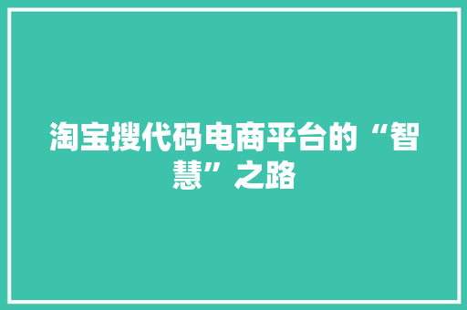 淘宝搜代码电商平台的“智慧”之路