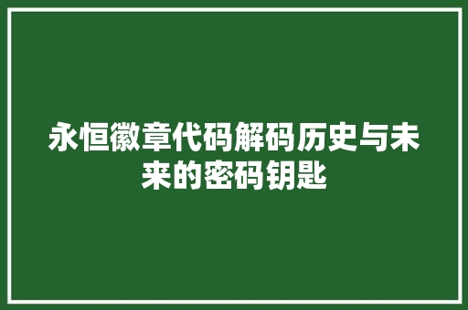 永恒徽章代码解码历史与未来的密码钥匙