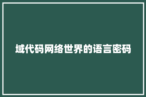 域代码网络世界的语言密码