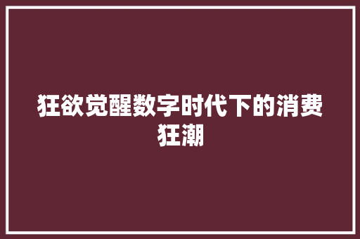 狂欲觉醒数字时代下的消费狂潮