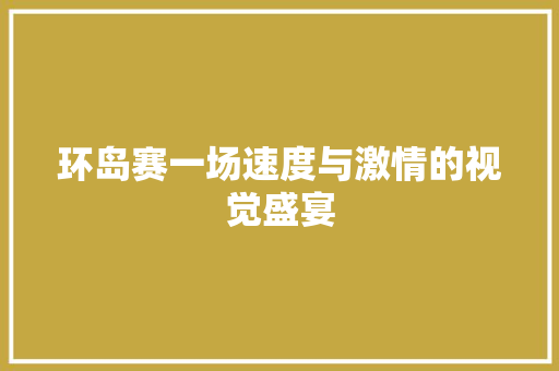环岛赛一场速度与激情的视觉盛宴