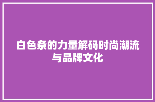 白色条的力量解码时尚潮流与品牌文化