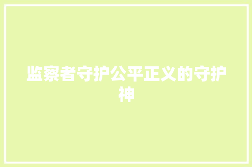 监察者守护公平正义的守护神