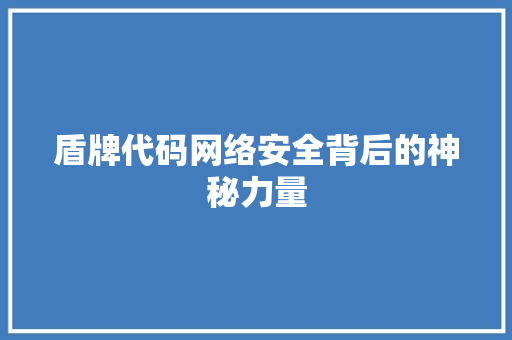 盾牌代码网络安全背后的神秘力量