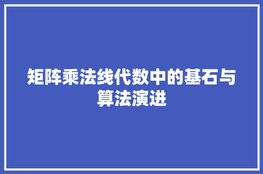 矩阵乘法线代数中的基石与算法演进