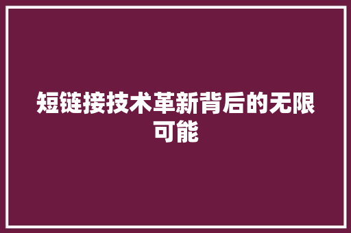 短链接技术革新背后的无限可能