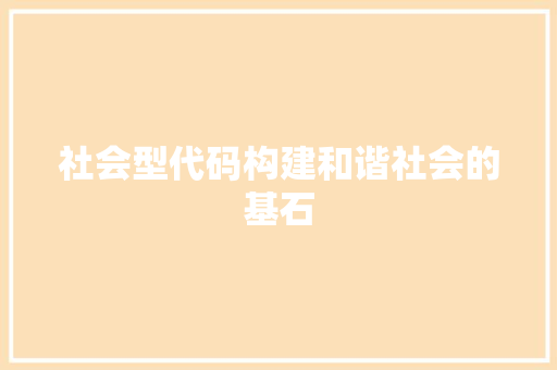 社会型代码构建和谐社会的基石