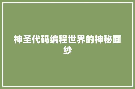 神圣代码编程世界的神秘面纱