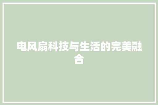 电风扇科技与生活的完美融合