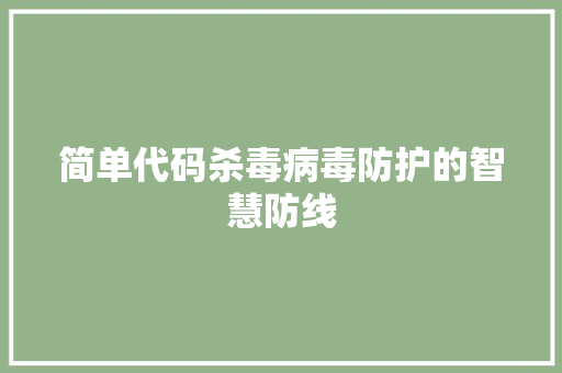 简单代码杀毒病毒防护的智慧防线