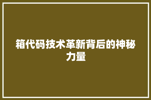 箱代码技术革新背后的神秘力量