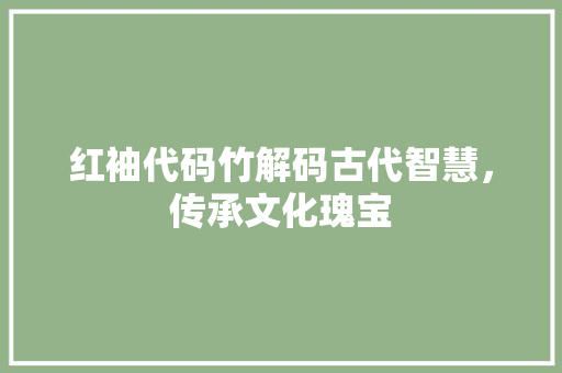 红袖代码竹解码古代智慧，传承文化瑰宝