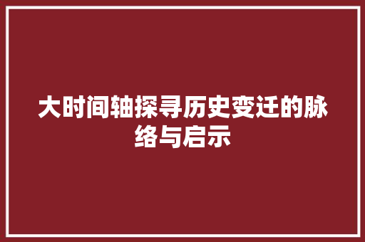 大时间轴探寻历史变迁的脉络与启示