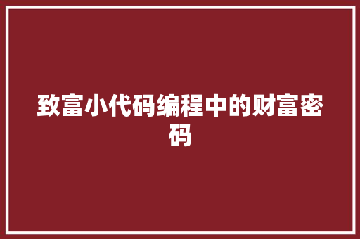 致富小代码编程中的财富密码