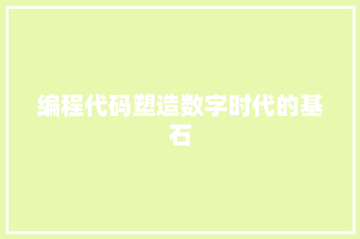 编程代码塑造数字时代的基石