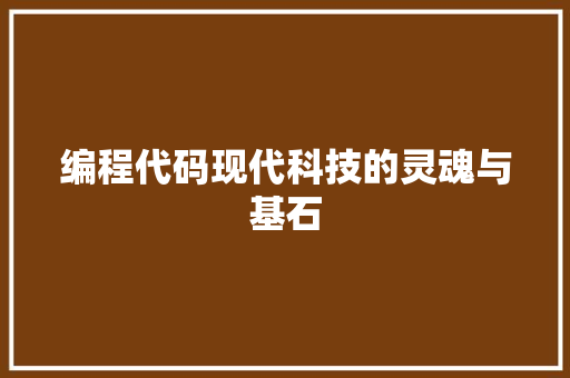 编程代码现代科技的灵魂与基石