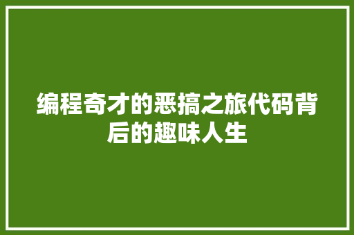 编程奇才的恶搞之旅代码背后的趣味人生
