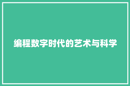 编程数字时代的艺术与科学