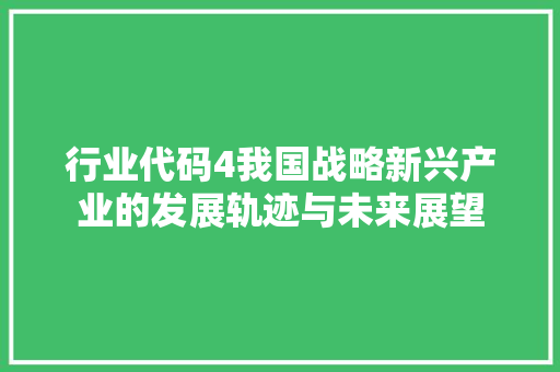 行业代码4我国战略新兴产业的发展轨迹与未来展望