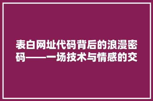 表白网址代码背后的浪漫密码——一场技术与情感的交织之旅