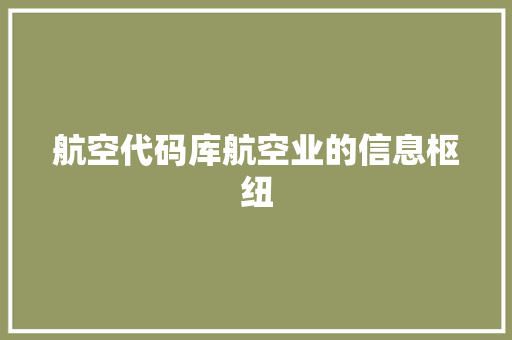 航空代码库航空业的信息枢纽
