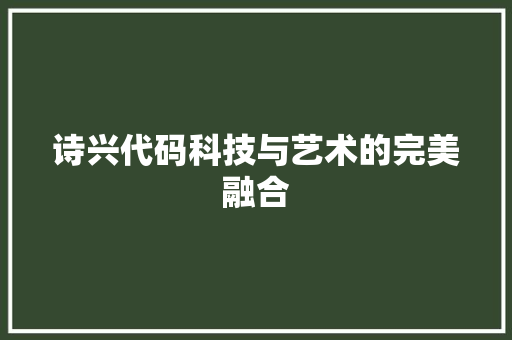 诗兴代码科技与艺术的完美融合