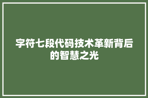 字符七段代码技术革新背后的智慧之光