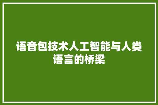 语音包技术人工智能与人类语言的桥梁