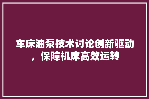 车床油泵技术讨论创新驱动，保障机床高效运转