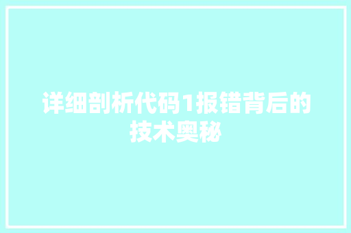 详细剖析代码1报错背后的技术奥秘