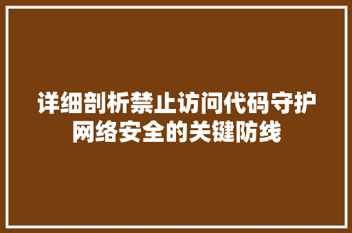 详细剖析禁止访问代码守护网络安全的关键防线